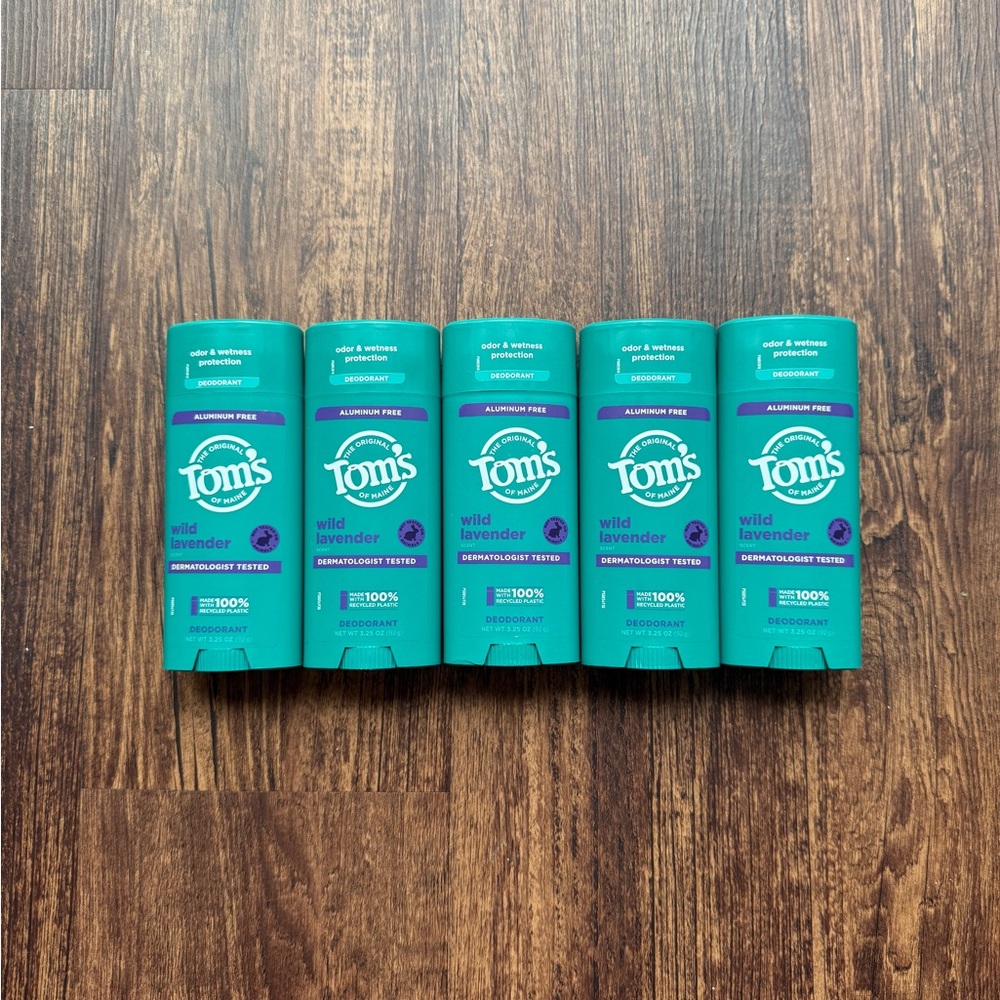 5 New Tom’s of Maine Wild Lavender Aluminum Free Deodorant- 3.25 oz